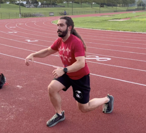Jump Splits squats for the 400m dash warm up