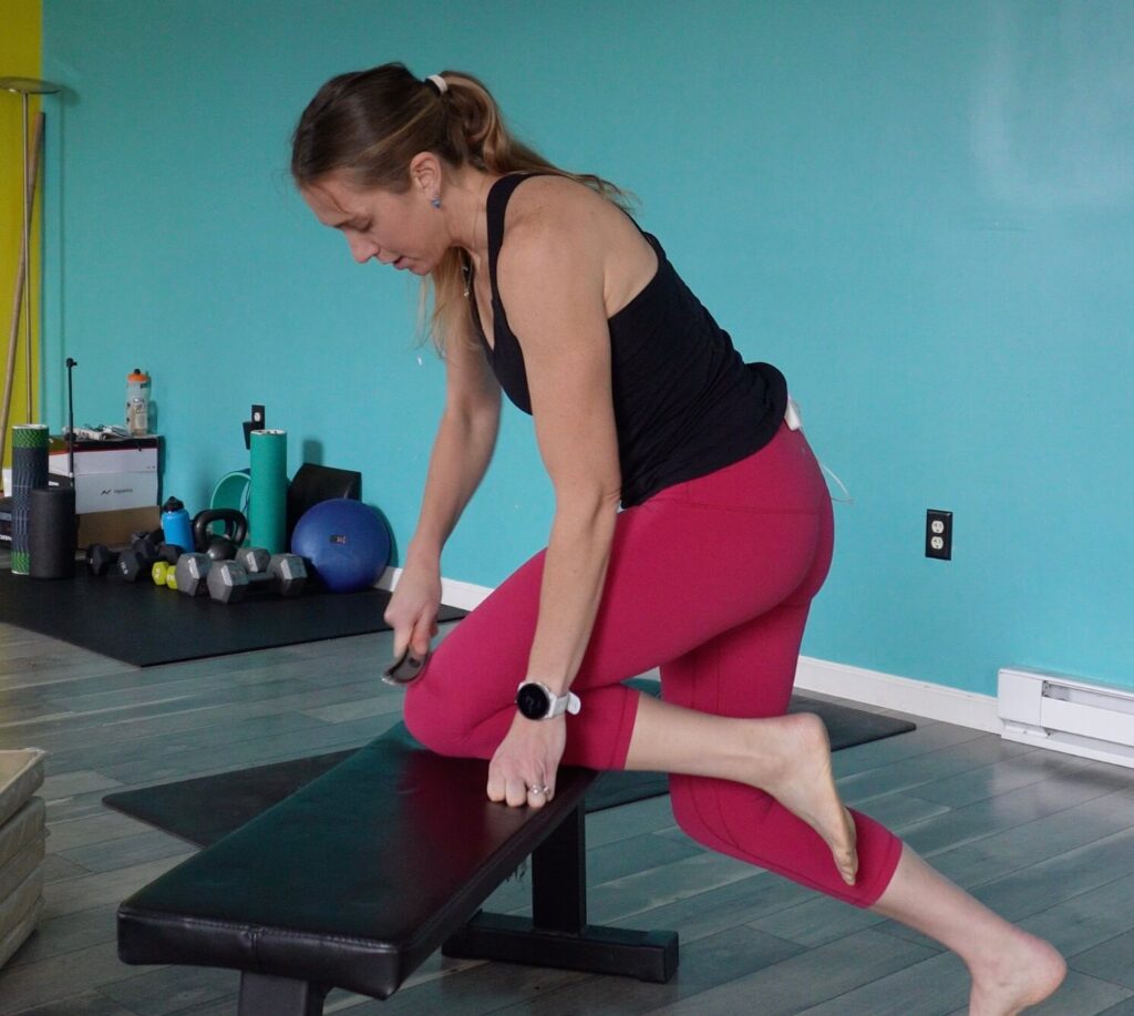 Dr. Chloe muscle scraping while doing the 2nd exercise