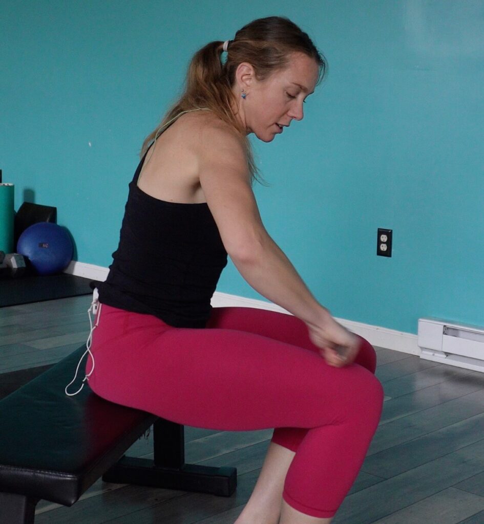 Dr. Chloe muscle scraping while doing the 1st exercise